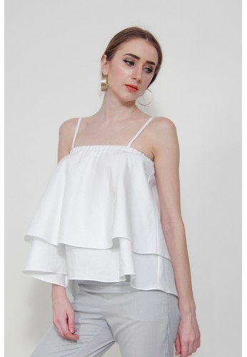kim. Page Tiered Top White
