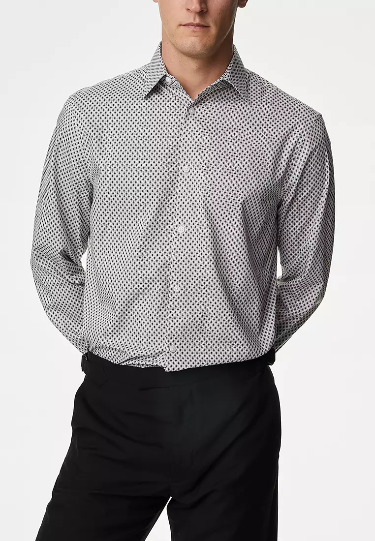 Regular Fit Easy Iron Pure Cotton Print Shirt