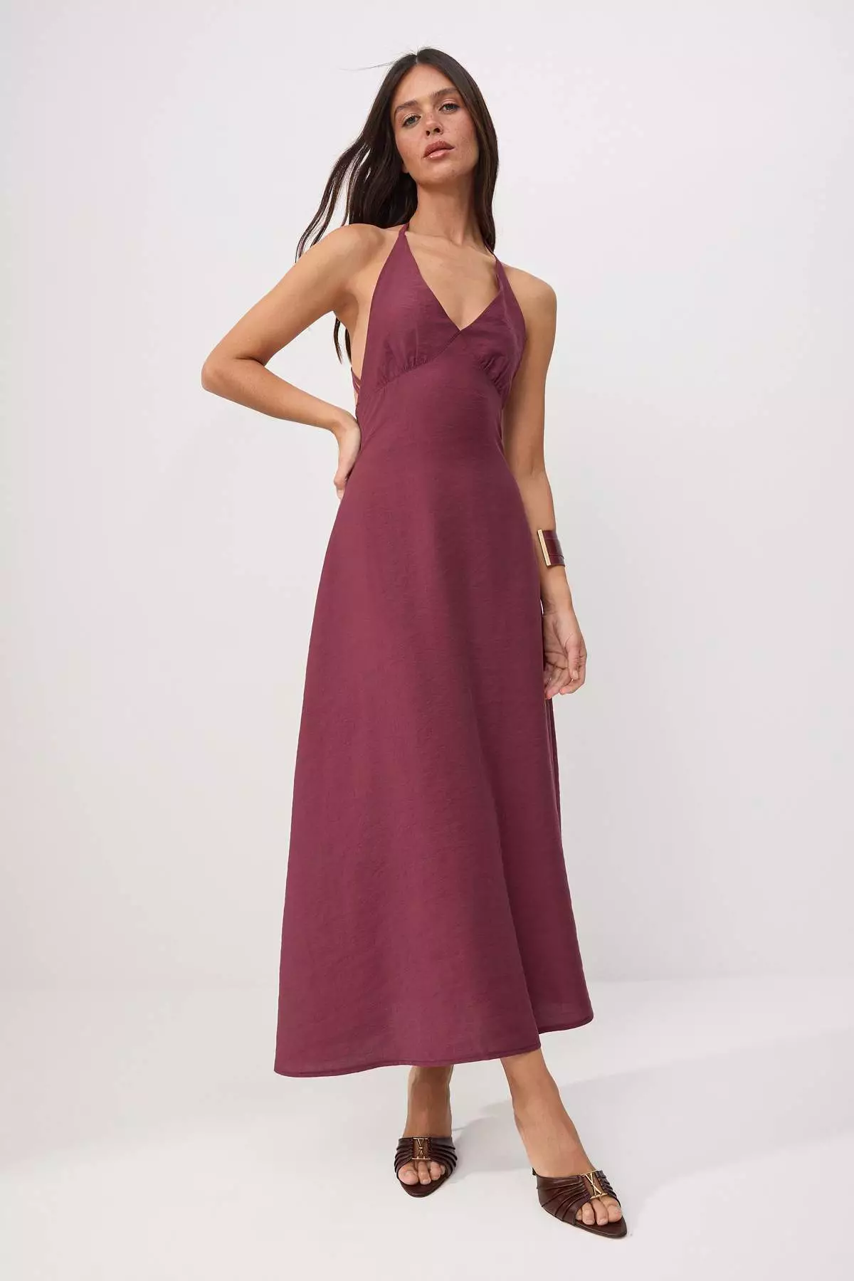 More Sustainable Plum Modal Maxi Woven Dress Twoss26El362