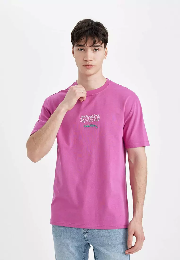 thumbnail image 2 of Keith Haring Short Sleeve Button-Down Shirt – 100% Cotton Graphic Tee (S-XXL, NWT) 2 of 4