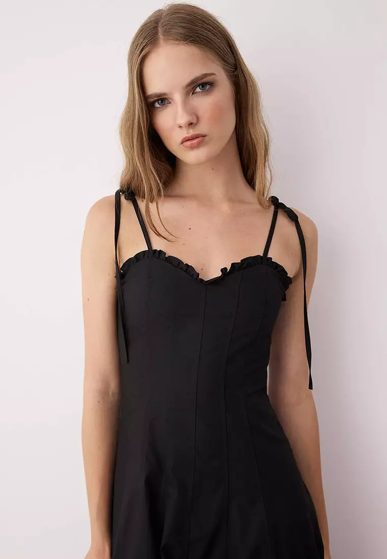Black Waist Opening Maxi Dress