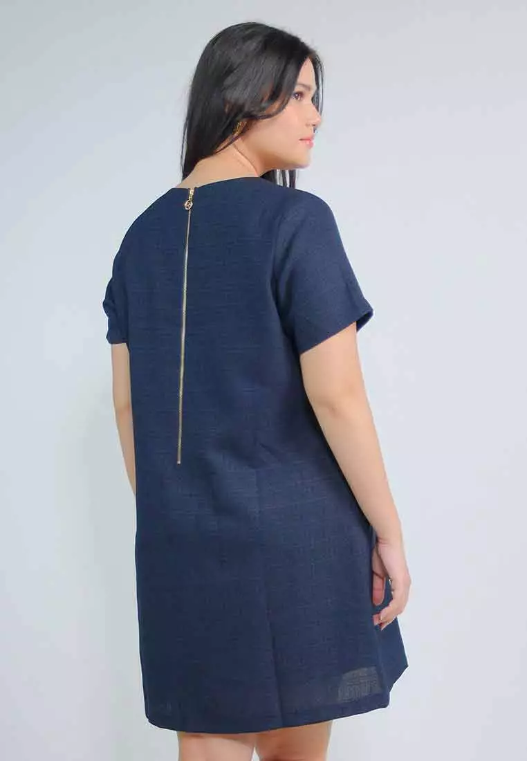 Milly Plus Size Zaria Tweed Dress with Front Pockets