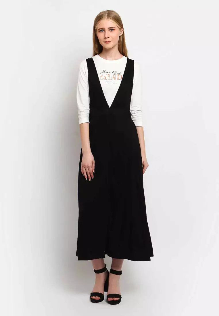 C2 Theola Black Overall Skirt Maxi