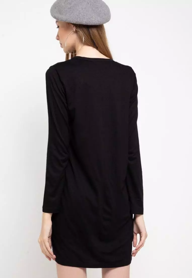 LTC75 mls td simple hitam hijab lengan panjang