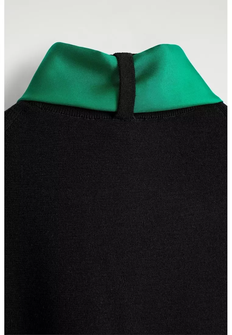 SCARF-DETAIL MERINO WOOL T-SHIRT