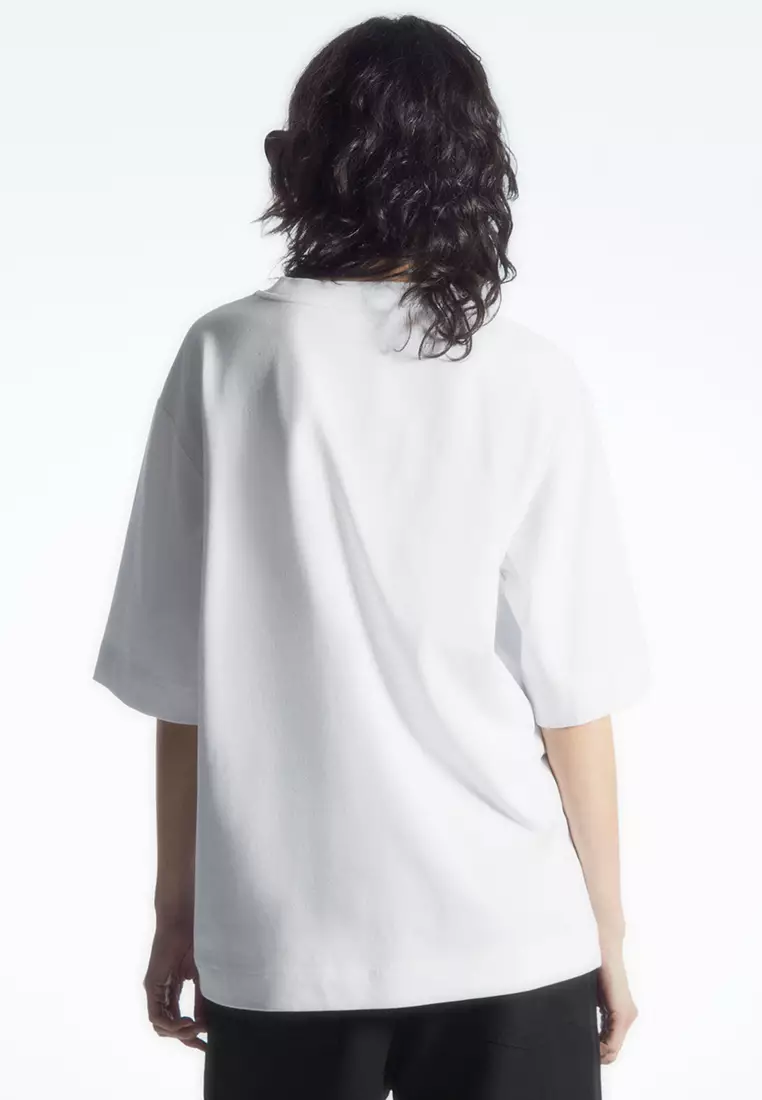 OVERSIZED COTTON-BLEND SHIRT - WHITE - COS