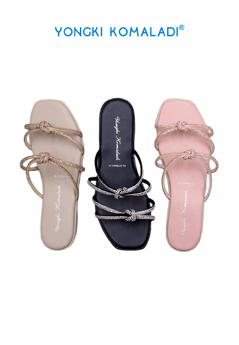 [ ORIGINAL ] YONGKI KOMALADI FLAT SANDAL OL-EFTR463-24 HITAM