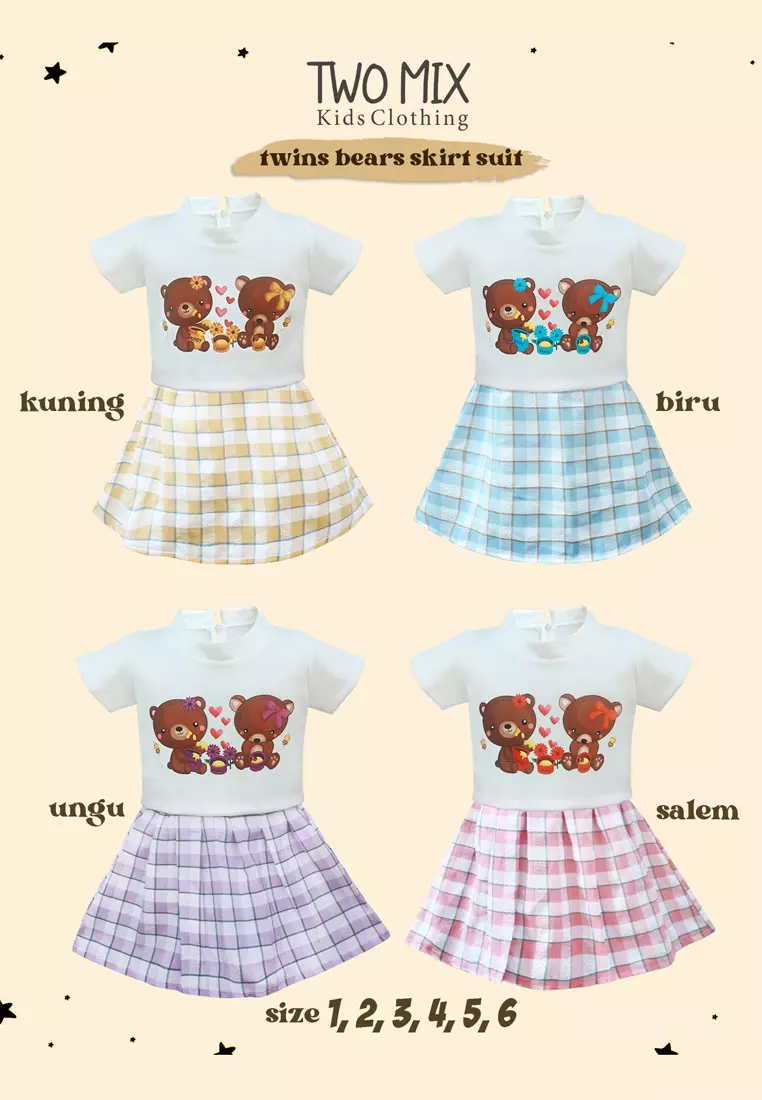 Two Mix - Baju Setelan Anak Perempuan - Stelan Anak Cewek Lucu 1-8 Tahun 4317 Ice Blue