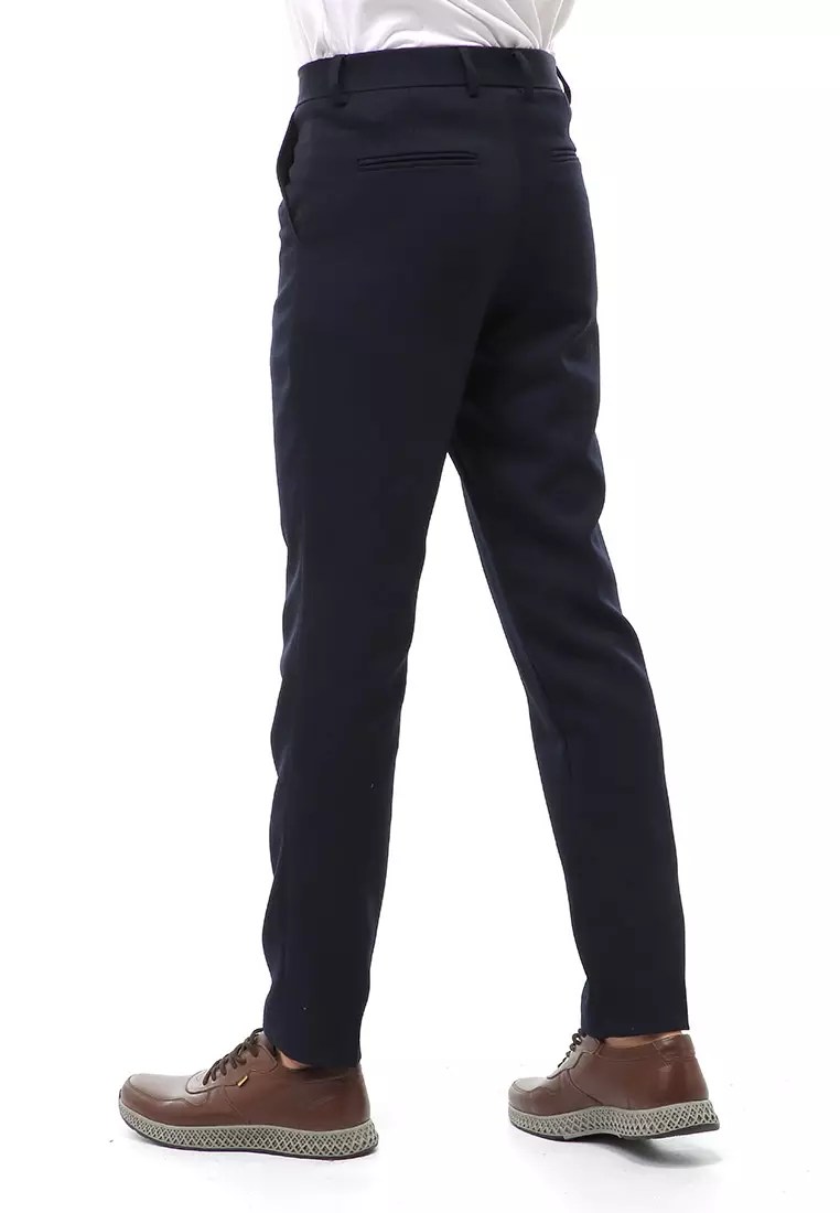 Locko Long Pants Formal Pria Celana Panjang Kantor Slim Fit Material Cotton ORIGINAL - Navy