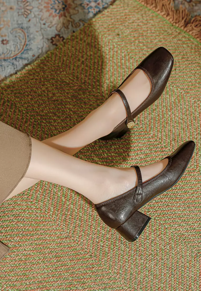 4CM Vintage Microfiber Leather Mary Jane Shoes TE2010-6