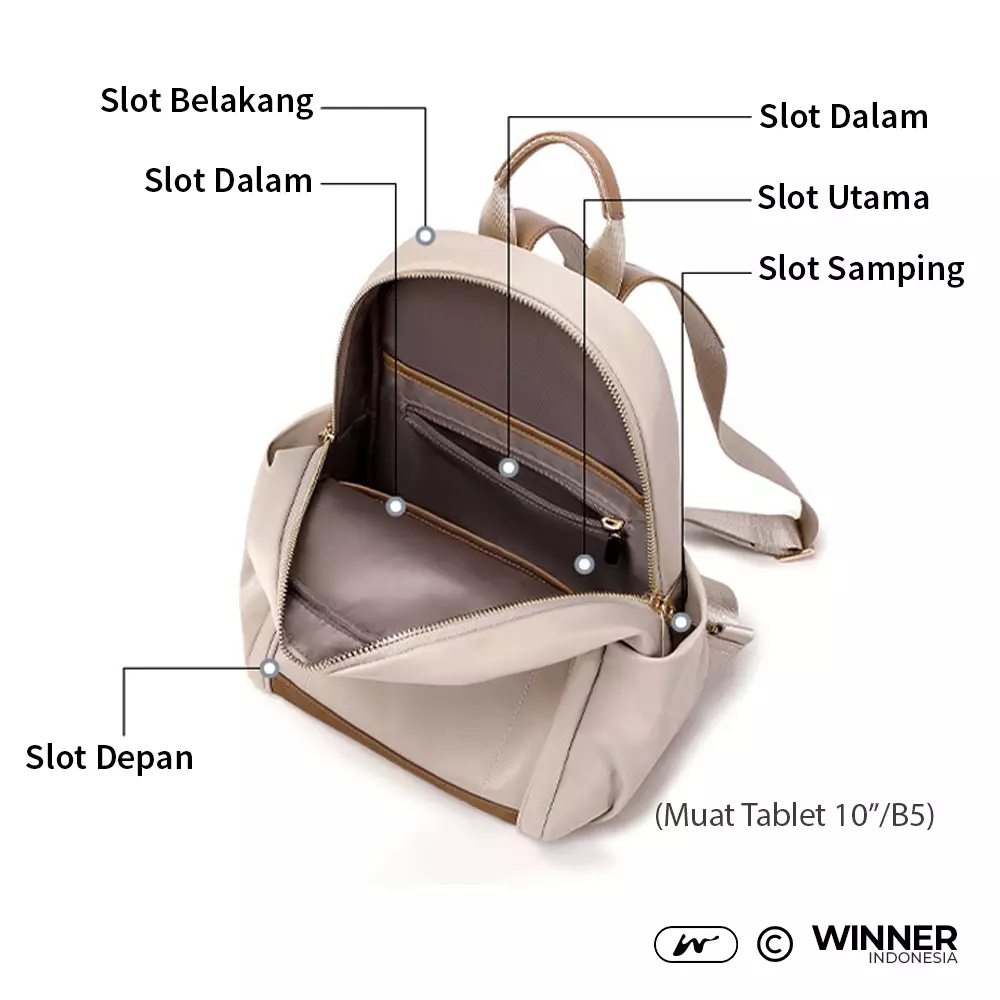 Tas Ransel Nylon Anti-Air Backpack Korean Style (T14-037-6136) - Hitam Medium