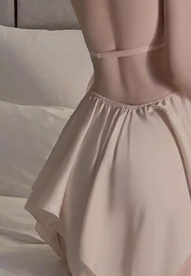 New style butterfly ice silk sling backless pajamas nightdress Lingerie K062601BE