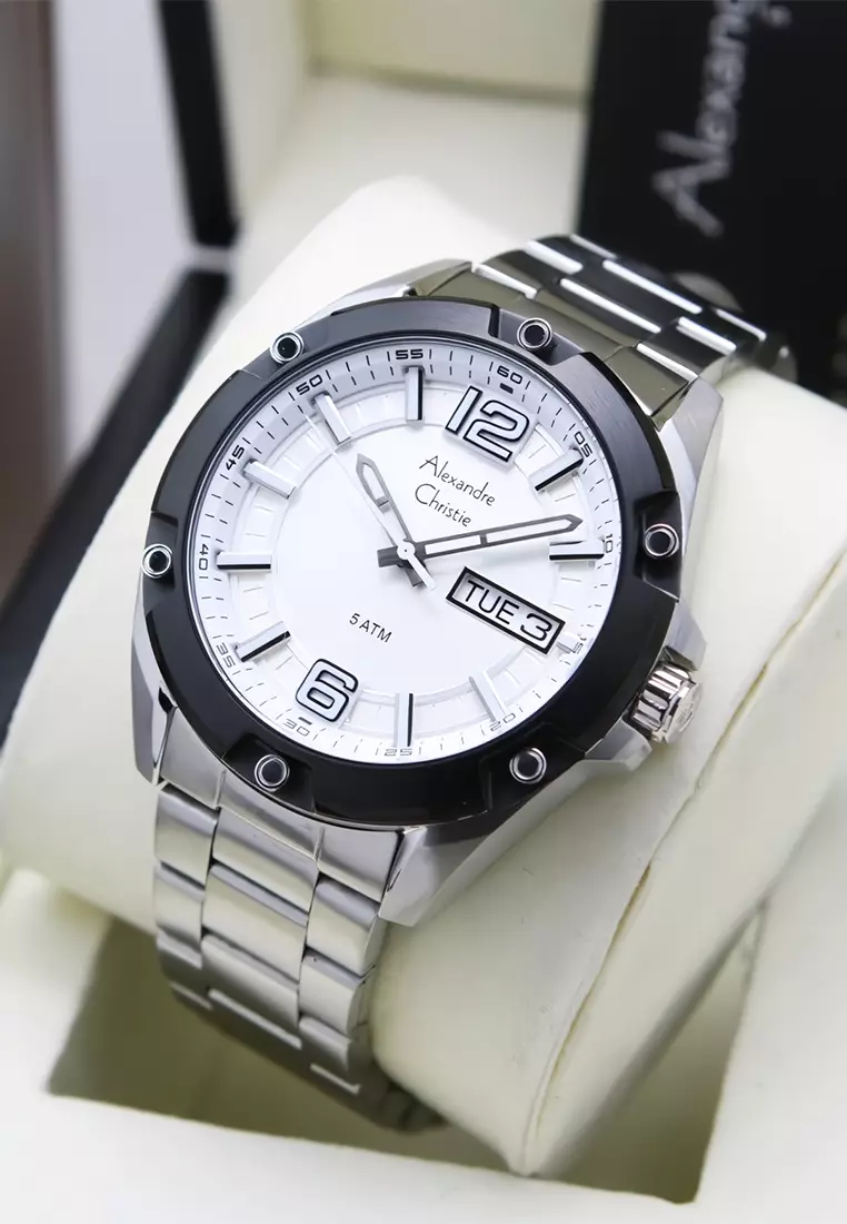 Alexandre Christie - Jam Tangan Pria - Silver White - Stainless Steel - 6518 MEBTBSL