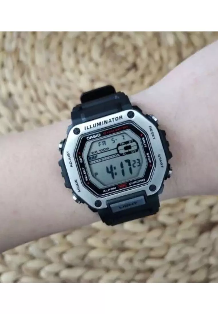 MWD-110H-1AV Men's Digital Watch with Black Resin Band and 10-Year Battery Life