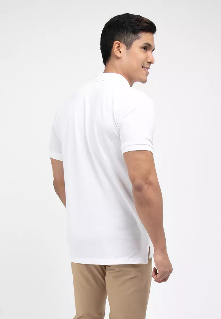 Forest Cotton Pique Regular Fit Polo T Shirt Men Collar Tee - 23647-02White