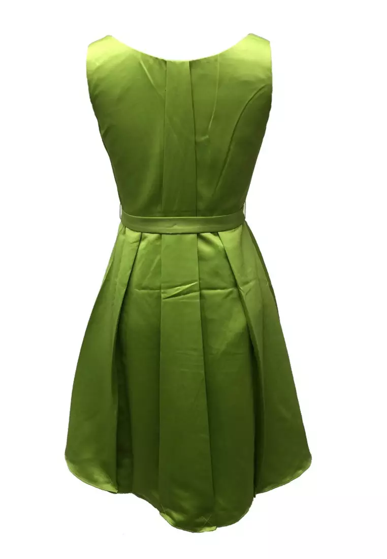 迷人色丁V領蝴蝶結晚禮服