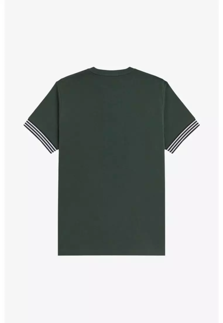 Fred Perry M7707 Striped Cuff T-Shirt (Court Green)