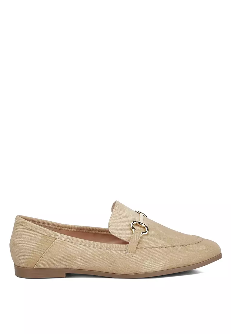 Discount on London Rag  shoes - SKU: Horsebit Canvas Loafers In Beige