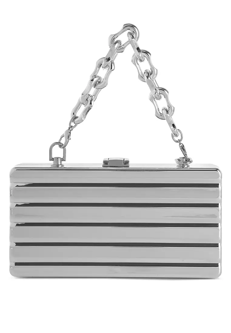 Silver Metallic Mini Box Purse