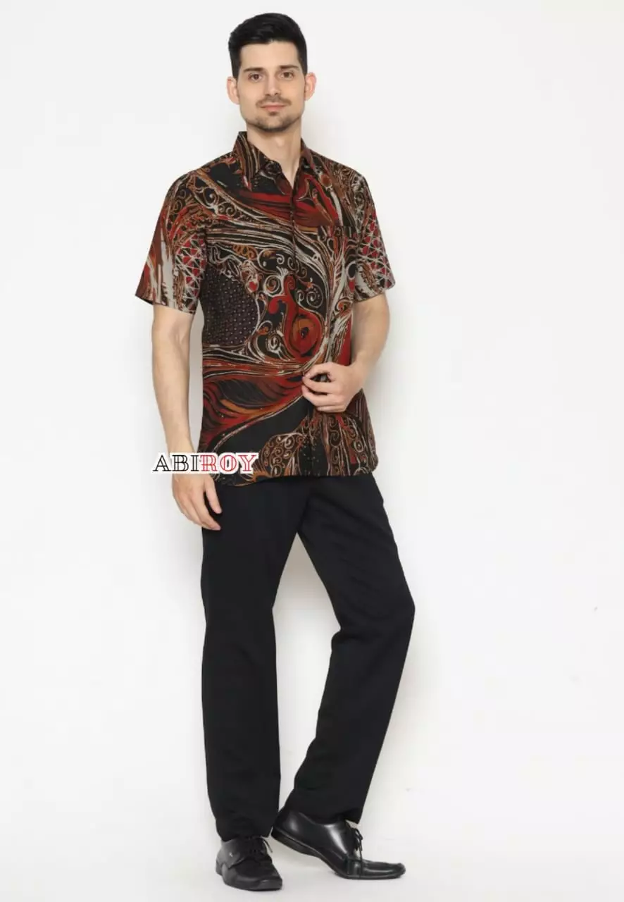 Kemeja Batik Lasm Pria Premium Slimfit Elegant Modern Lengan Pendek Gandra