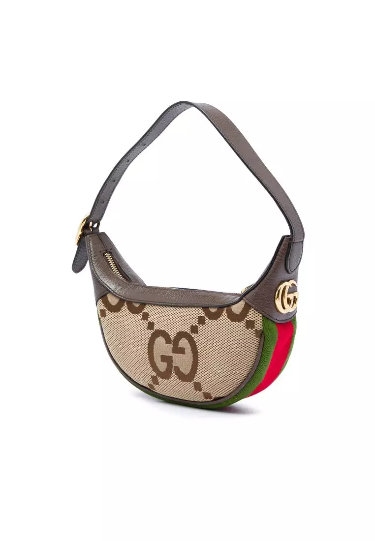 Pre-Loved Gucci Mini Jumbo Gg Canvas Web Ophidia Shoulder Bag