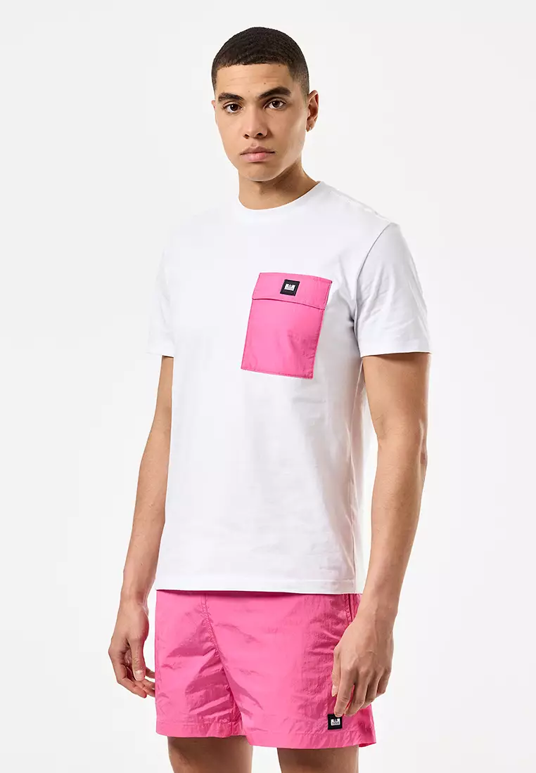 MENS WHITE/CANDY STINIVA CONTRAST PARACHUTE POCKET TEE