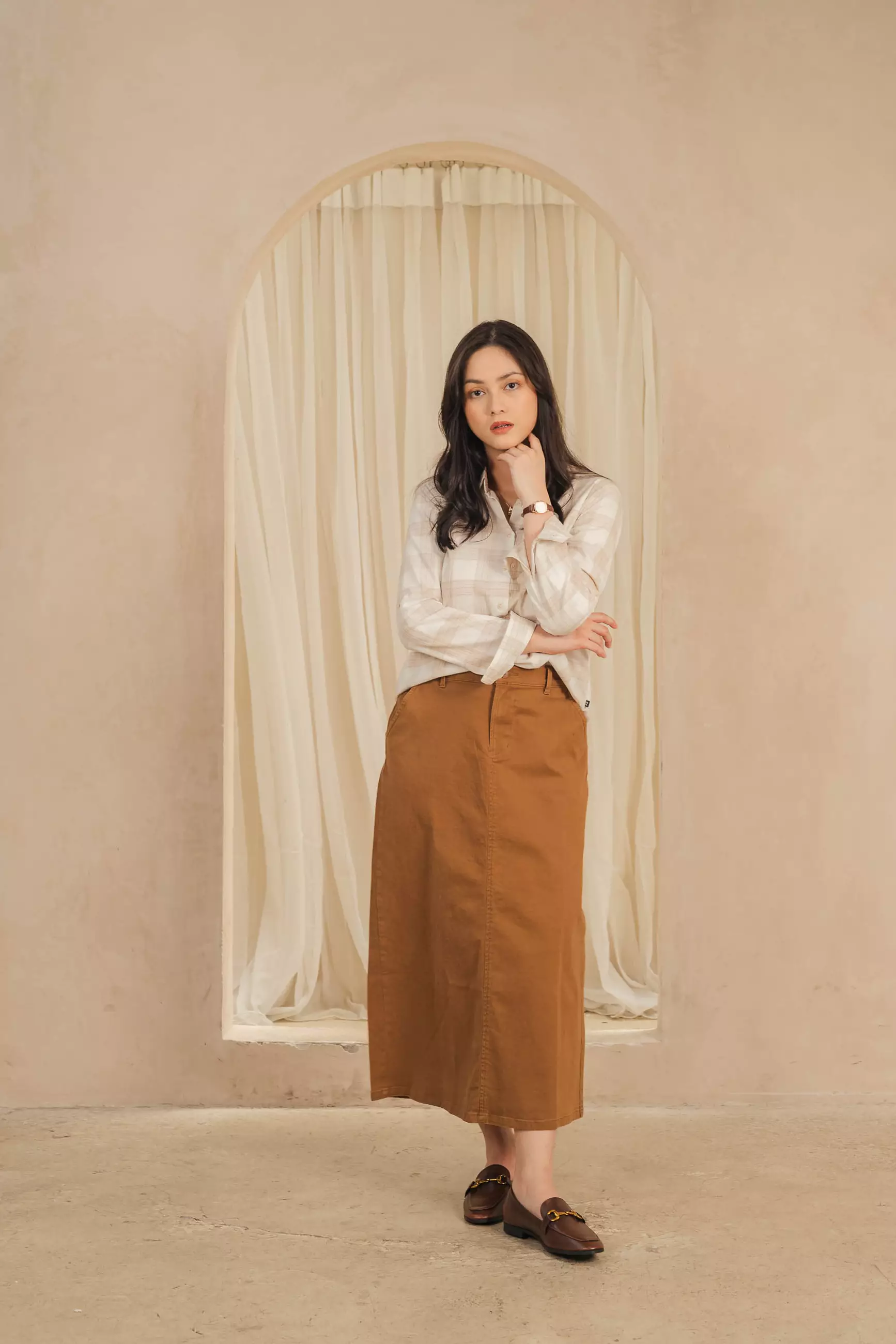 C2 Hovetz Khaki Kemeja Casual Wanita