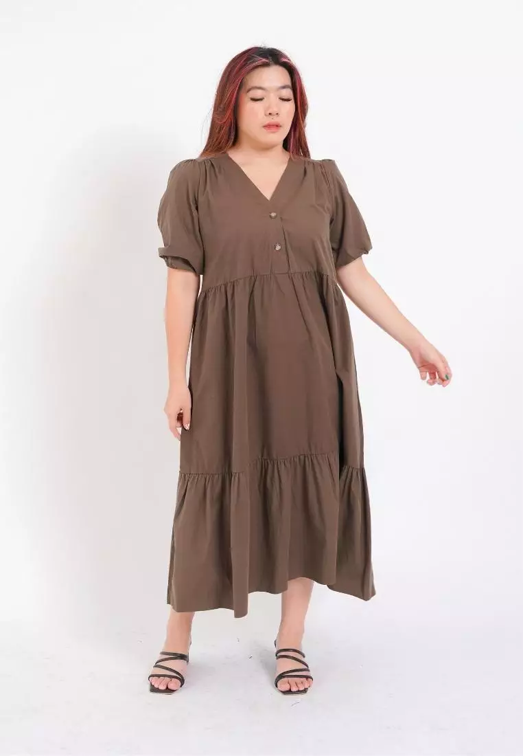 Plus Size Long Dress Elyca Olive