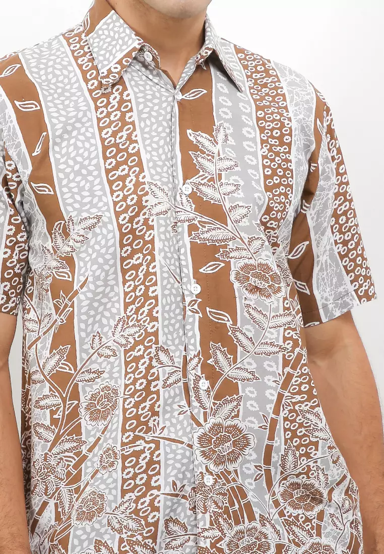 Flower Kemeja Batik Premium Pria Casual Modern Lengan Pendek
