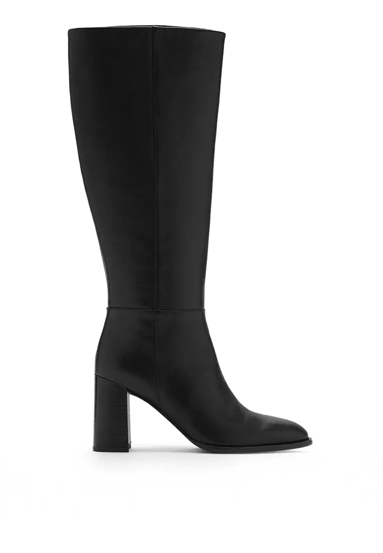 Jual Mango Leather Block-Heel Boots Original 2025 ZALORA Indonesia ®