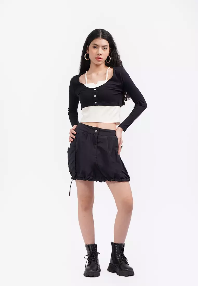 Balloon Mini Skirt with Side Pocket