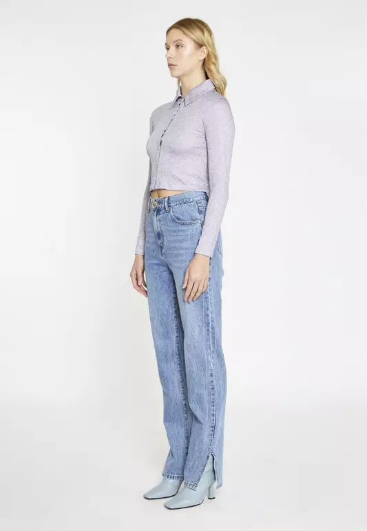 Mid Stonewash Side-Split Jeans