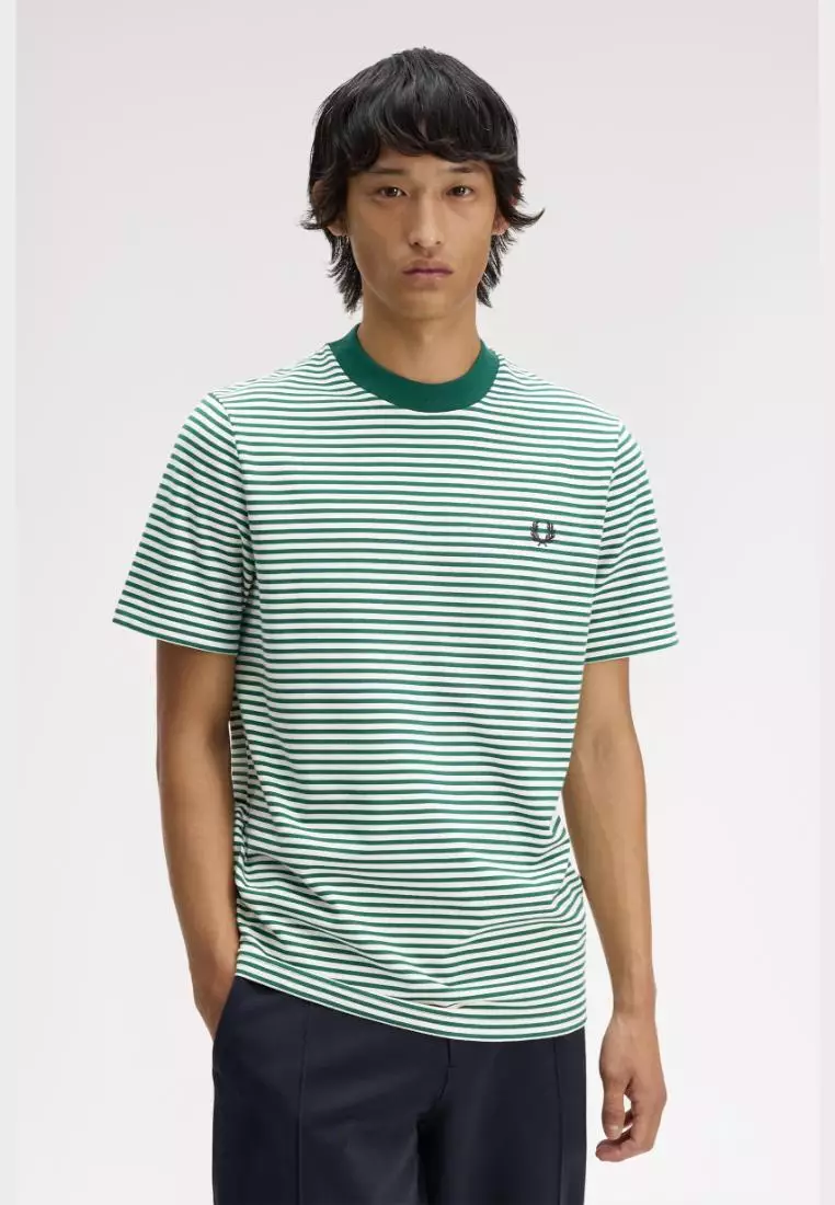 Fred Perry M6581 Fine Stripe Heavy Weight T-Shirt (Sport Green)