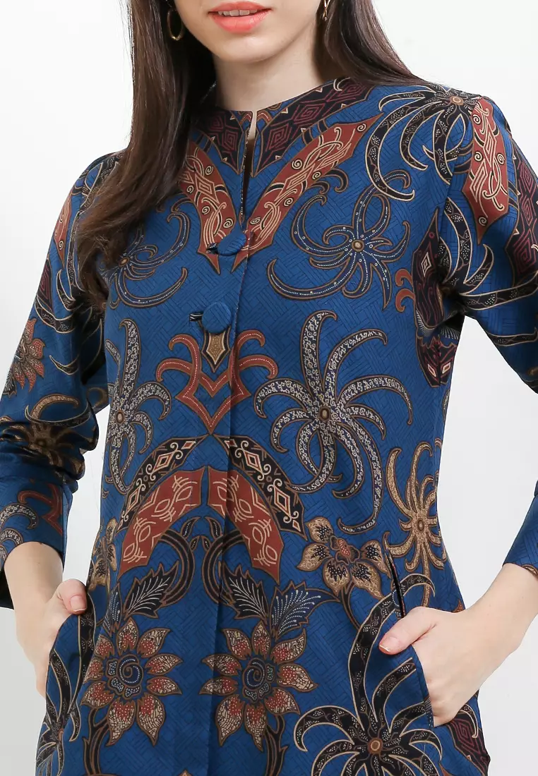 Batik Talenta Exclusive Batik Wanita Blous Panah Blue