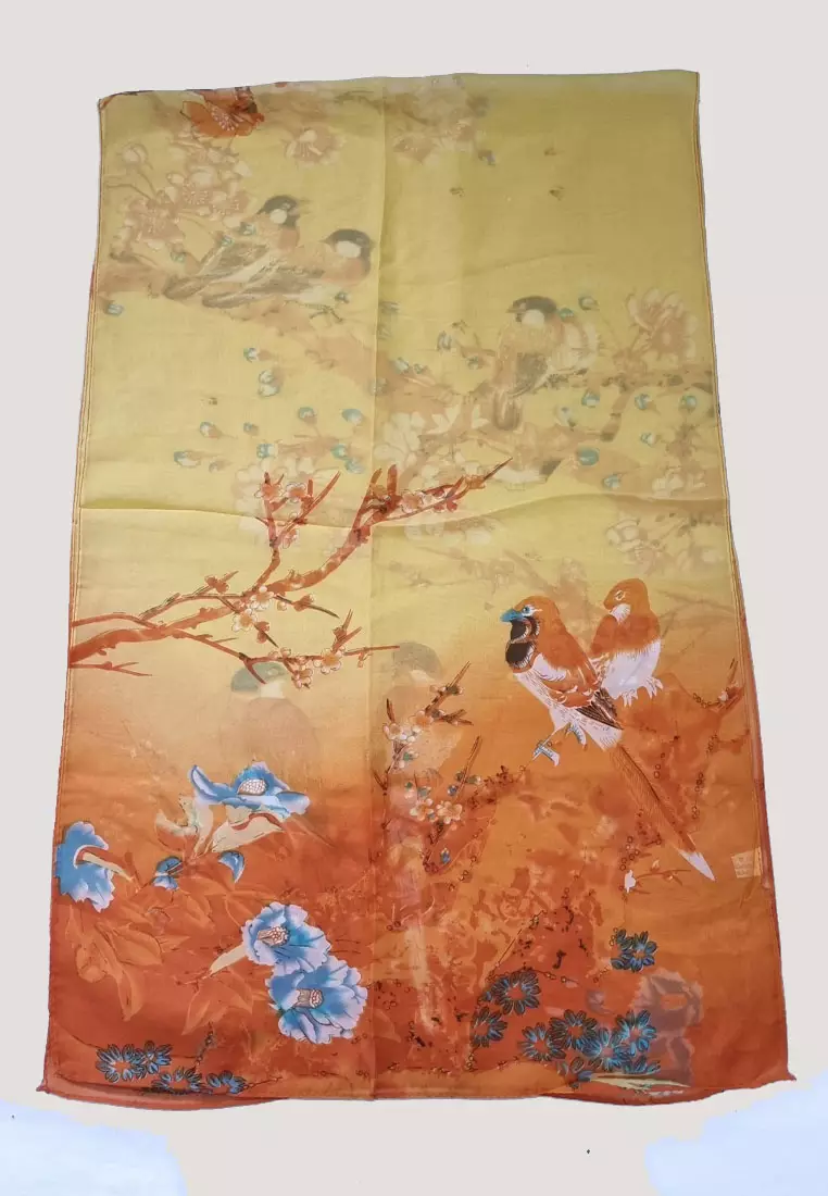 Magpie Silk-Feel Scarf Orange