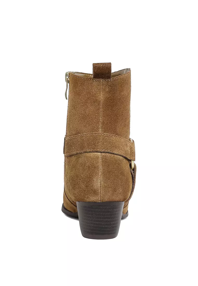 Harness Detail Ankle Boots in Taupe