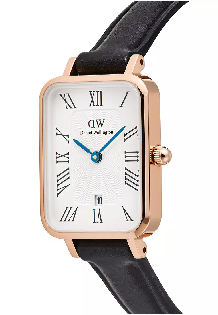Quadro Roman Numerals Date Sheffield White Rose Gold Women Watch stainless steel leather strap watch DW Official Authentic Original jam tanggan perempuan DW jam tangan