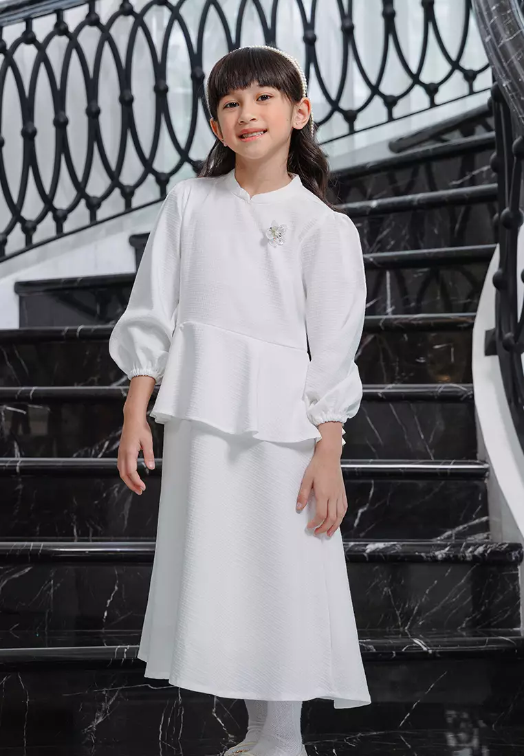 Little X eight Girl Aqeela Gamis - Gamis Anak Perempuan Putih - Family Collection - Eid Collection Koleksi Lebaran Sarimbit Keluarga Kids