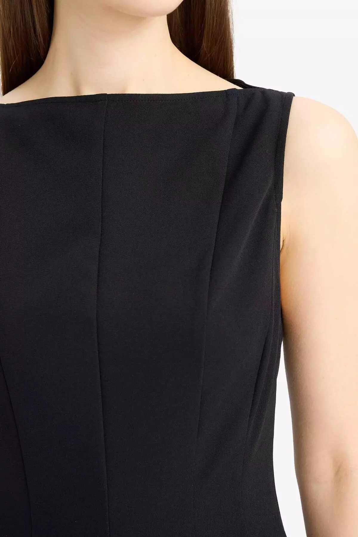 Boat Neck Basic Plain Sleeveless Mini Dress F0205Ax25Sp