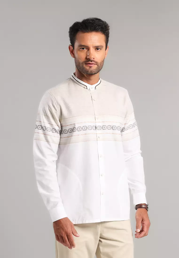 MOC Kemeja Koko Lengan Panjang Pria Haydan - Khaki