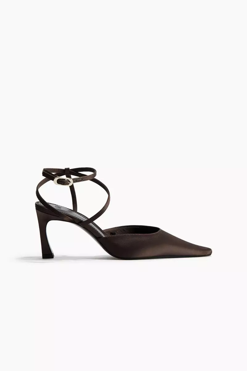 Pointed satin court shoes