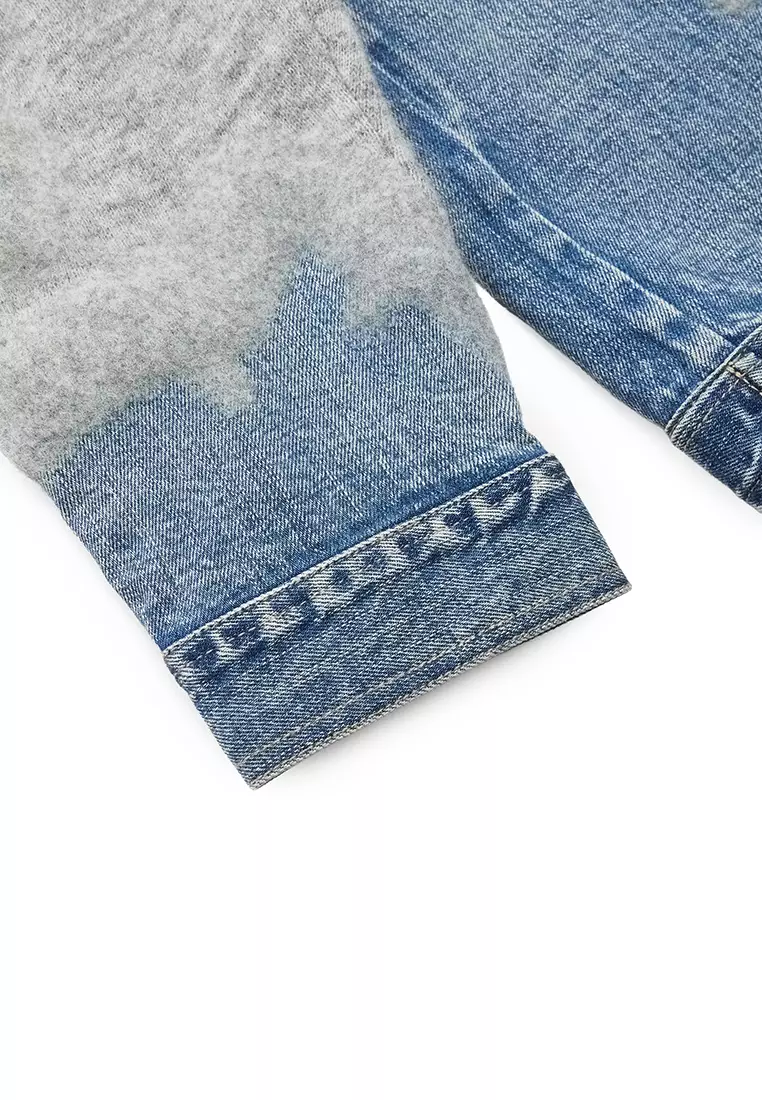 Sweater / Oversized Knitted Denim Panel Pullover