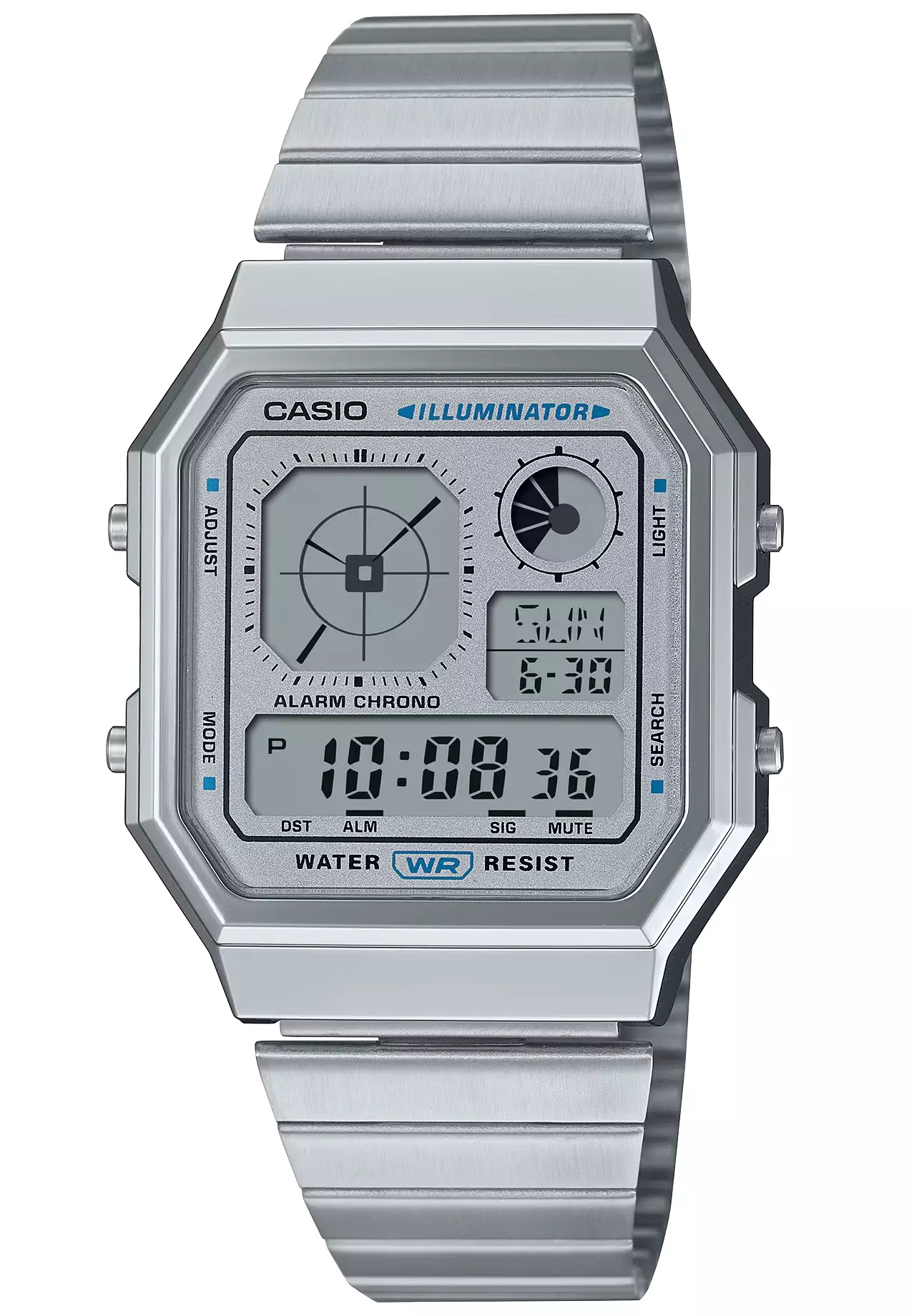 Unisex A130WE-7A Digital Resih Chrome Plated