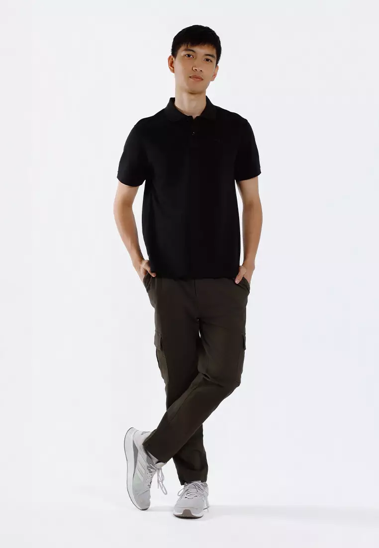 Forest Mens Stretchable Cotton Slim Fit Polo Tee - 23961-01Black