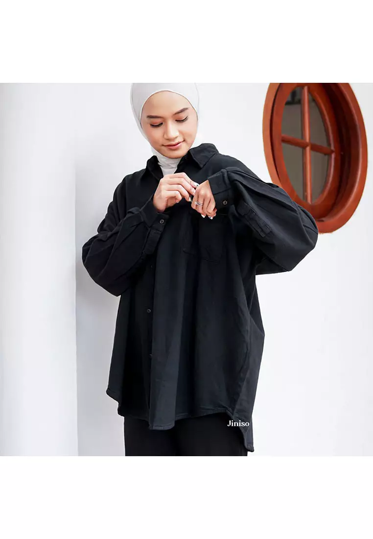 Kemeja Oversize Shirt Jet Black HYPER ACTIVE