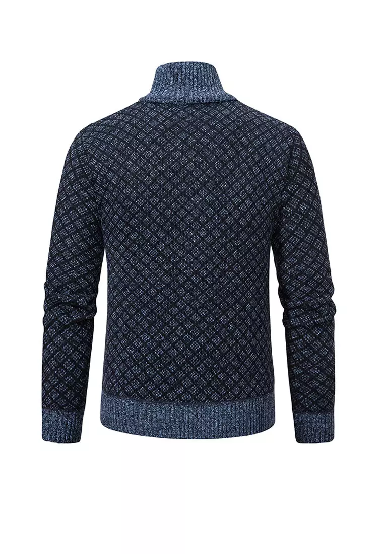VANSA Fashionable Plaid Knitted Jacket VCM-Kw-228-6967