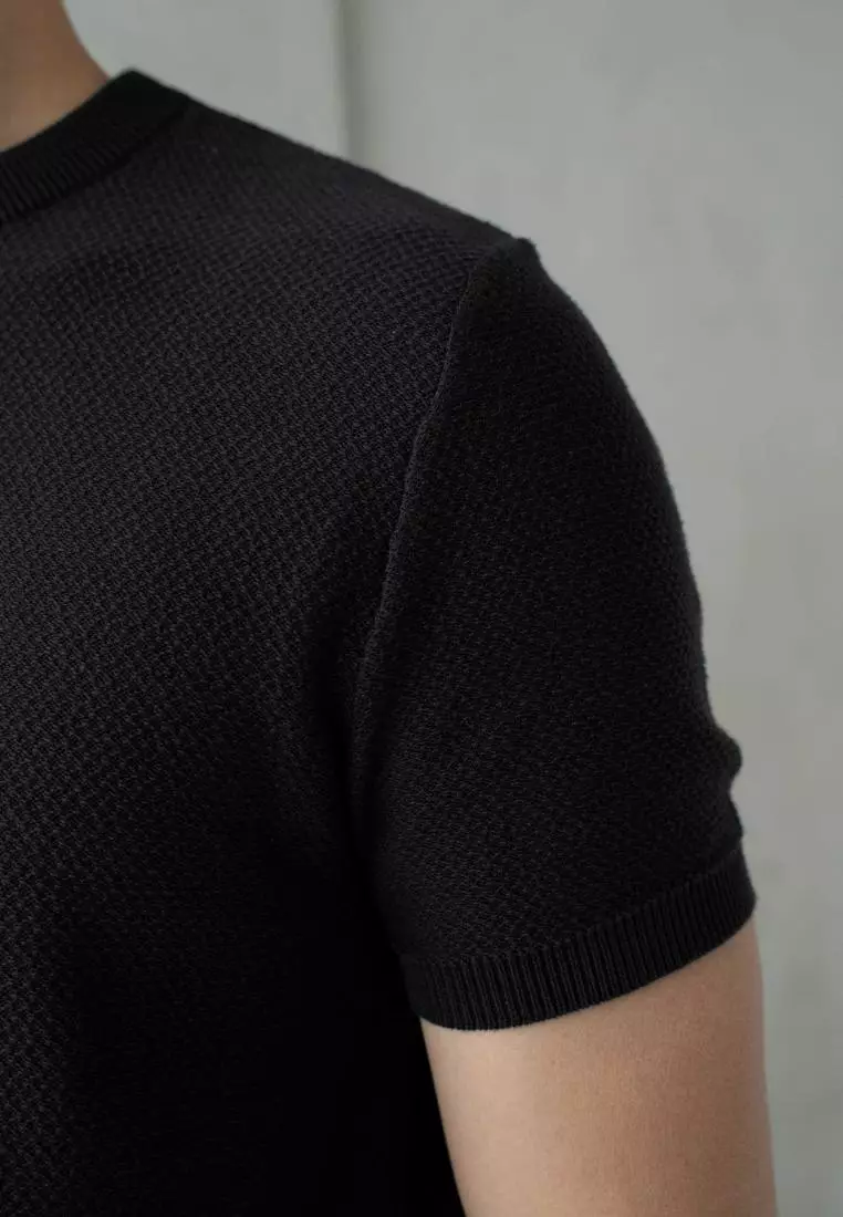Kale Marvin Black/ Sweater Rajut Pria Tangan Pendek