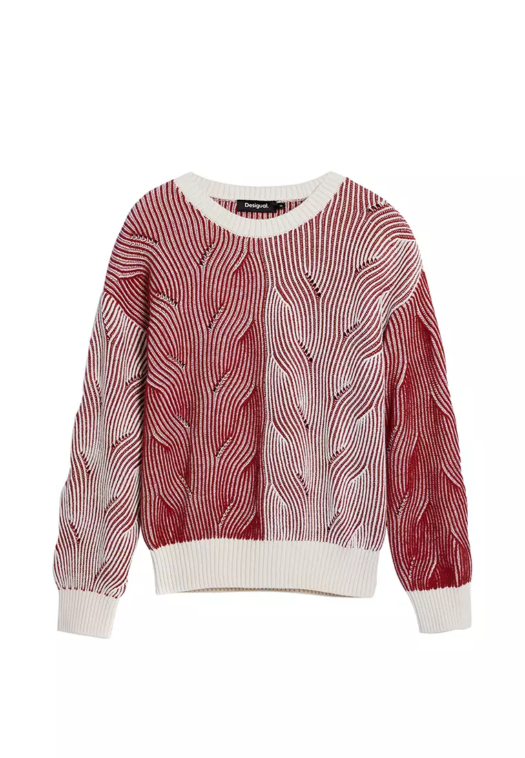 Two-tone knit sweater