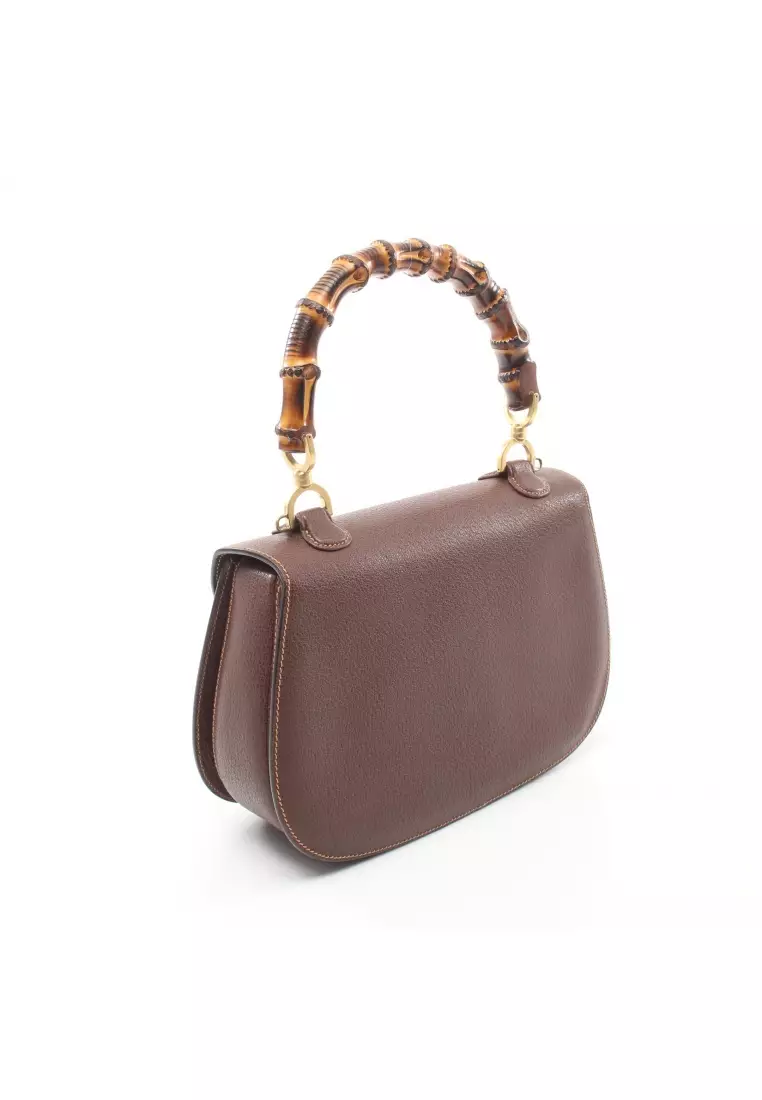 Buy Gucci Pre loved Gucci Bamboo Handbag leather Brown 2WAY 2023