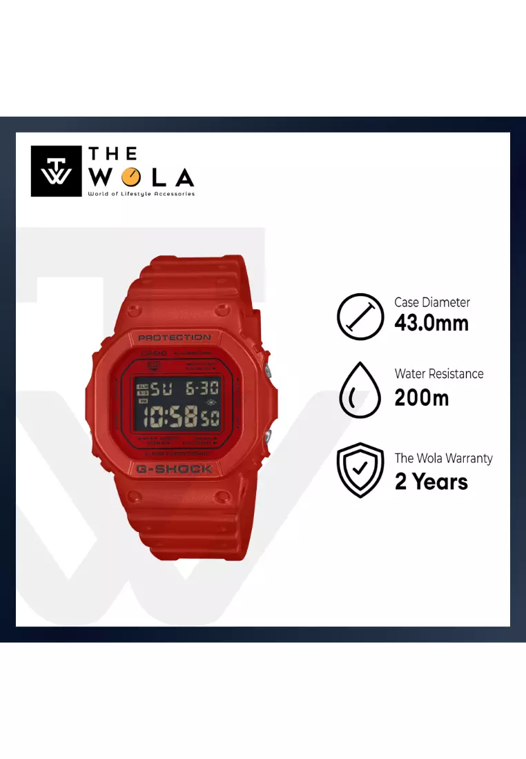 DW-5600RRB-4 Men Digital Watch Red Resin Band